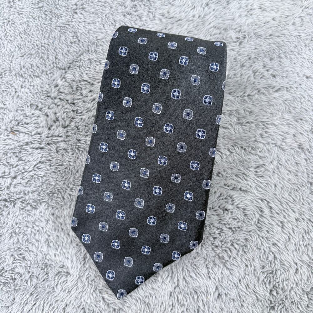 Kiton Napoli Mens Tie Geometric Patterned/Blue Gray 100%Silk3.75" (W) 60.5" (L)